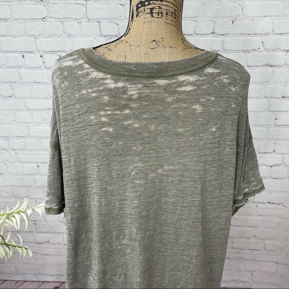 Free People Distressed Army/Moss Green Burn Out Style Top - Picture 8 of 12